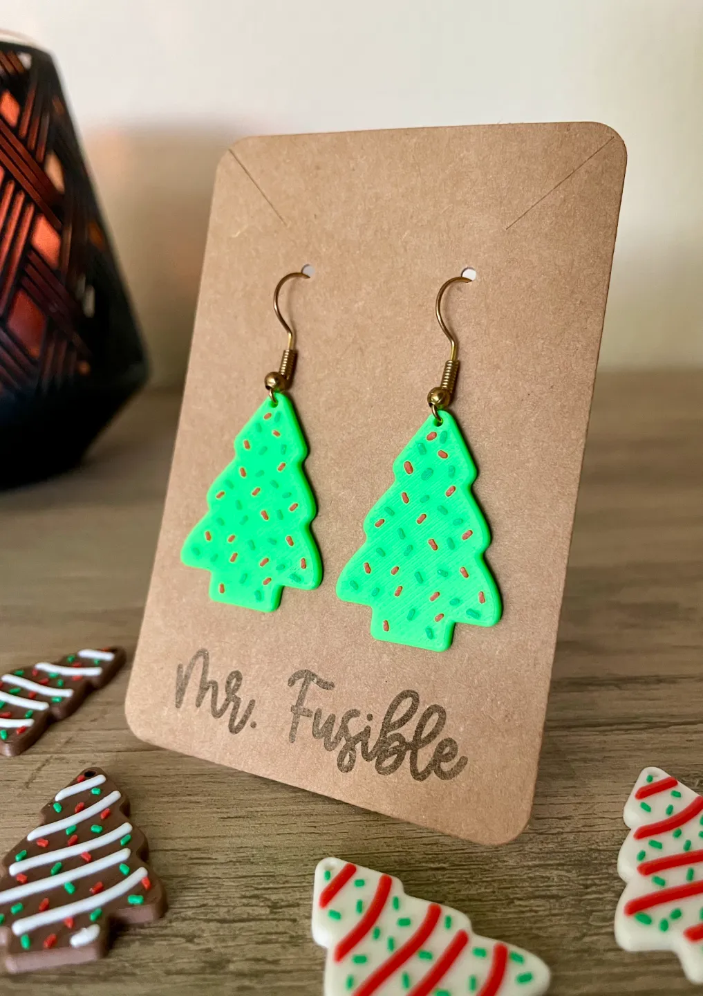Little Debbie christmas tree cake earrings_Green view 2