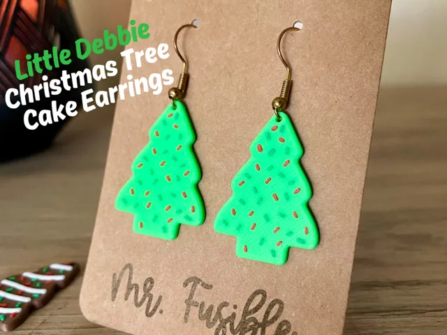 Little Debbie christmas tree cake earrings_Green