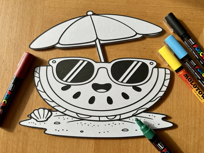 kawaii melon d'eau coloriage