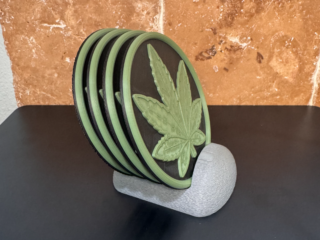 Cannabis Leaf Coaster Set