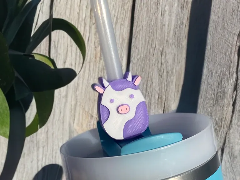 Squishmallow Cow Straw Topper Stanley and Standard