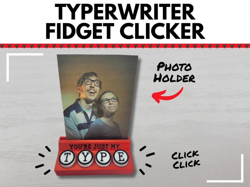 Just my Typewriter Clicker Photo Holder Valentine