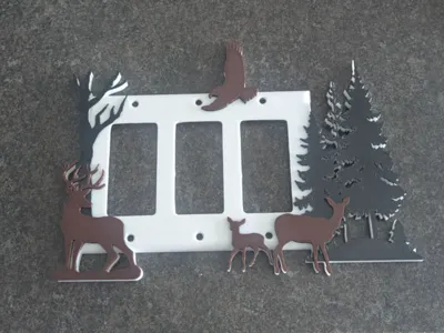 Deer family triple wide light switch cover