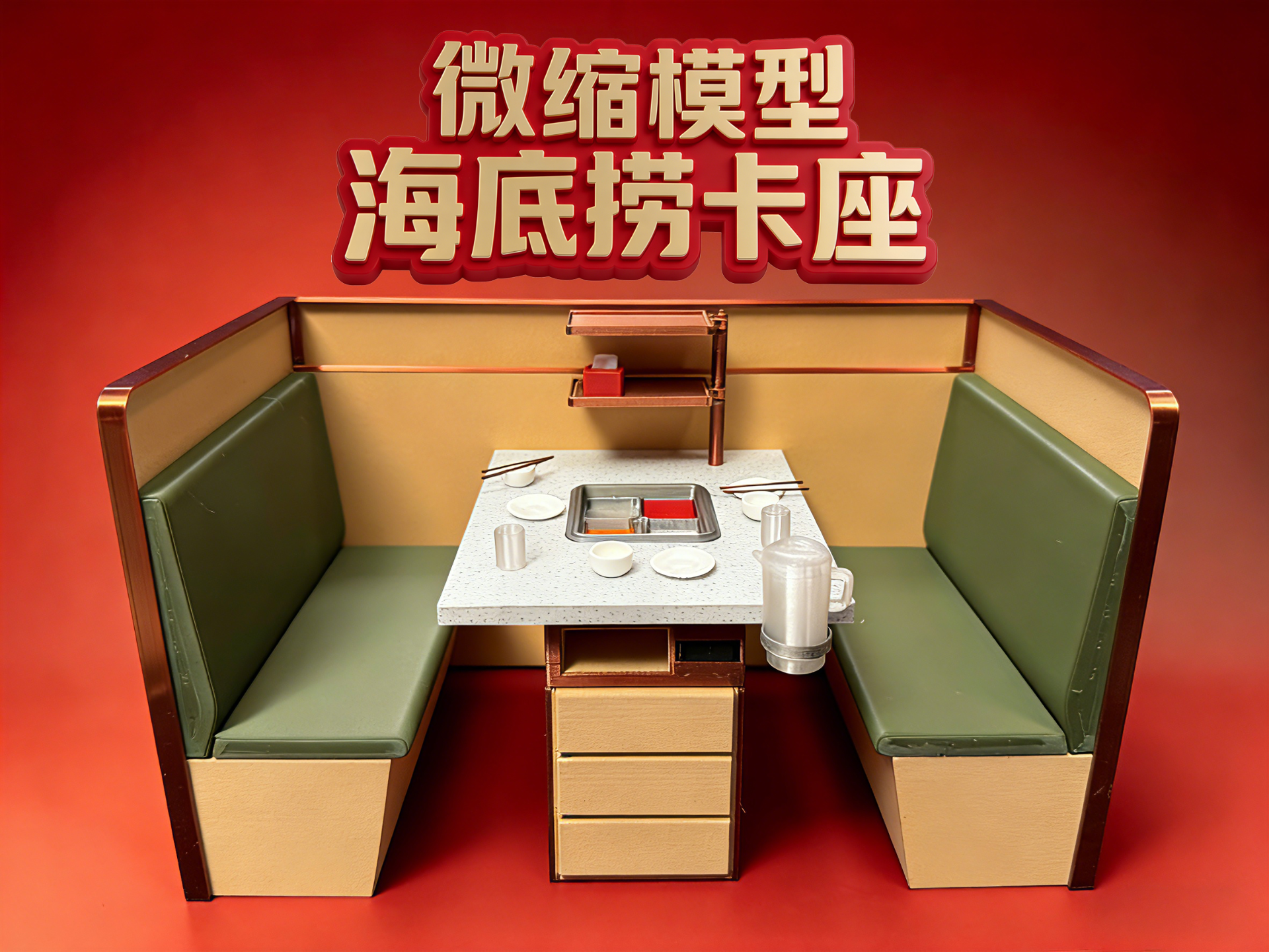 海底捞卡座微缩模型｜像素级还原