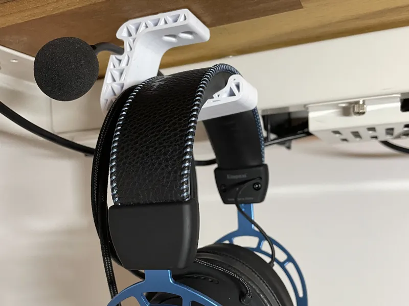 Under-Desk Headset Hook with Cable and Mic Mount