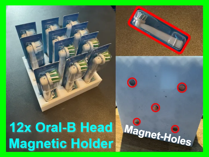 Magnetic Holder for 12x Oral-B Brush Head