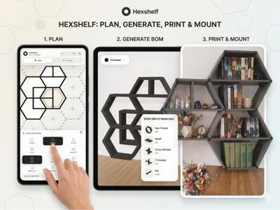 Modular Hexshelf — Fully 3D Printed Shelf System
