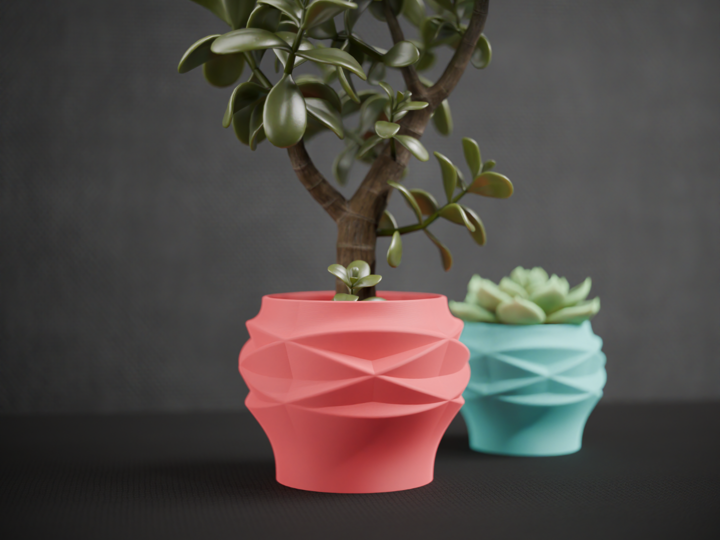 Houseplant Planter. Diamond edge pattern plant pot