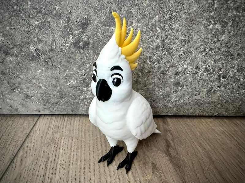 Yellow Crested Cockatoo Happy Cute Bird figurine