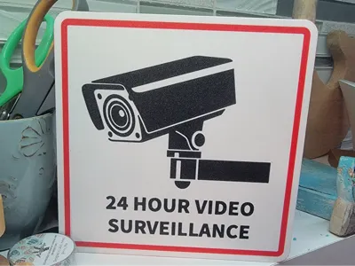 24 Hour Video Surveillance sign, security camera