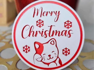 Merry Christmas Cat Coaster