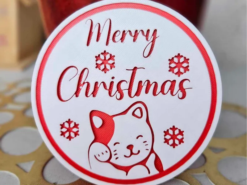 Merry Christmas Cat Coaster