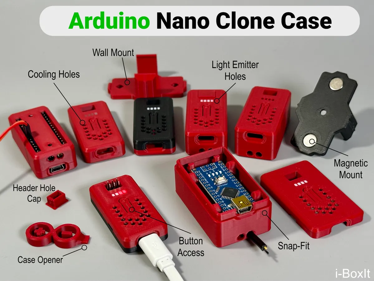 Snap For Arduino Arduino Nano Case | Snap-Fit | Many Options - Free 3D Print Model ...