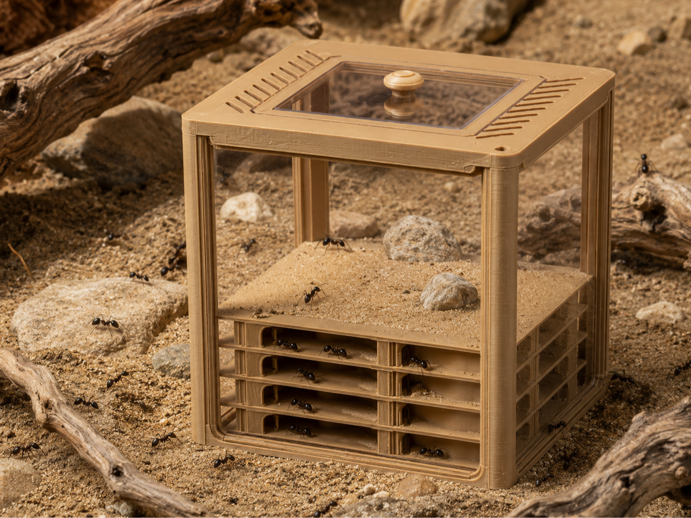 terrarium pour  fourmis avec plusieurs étages