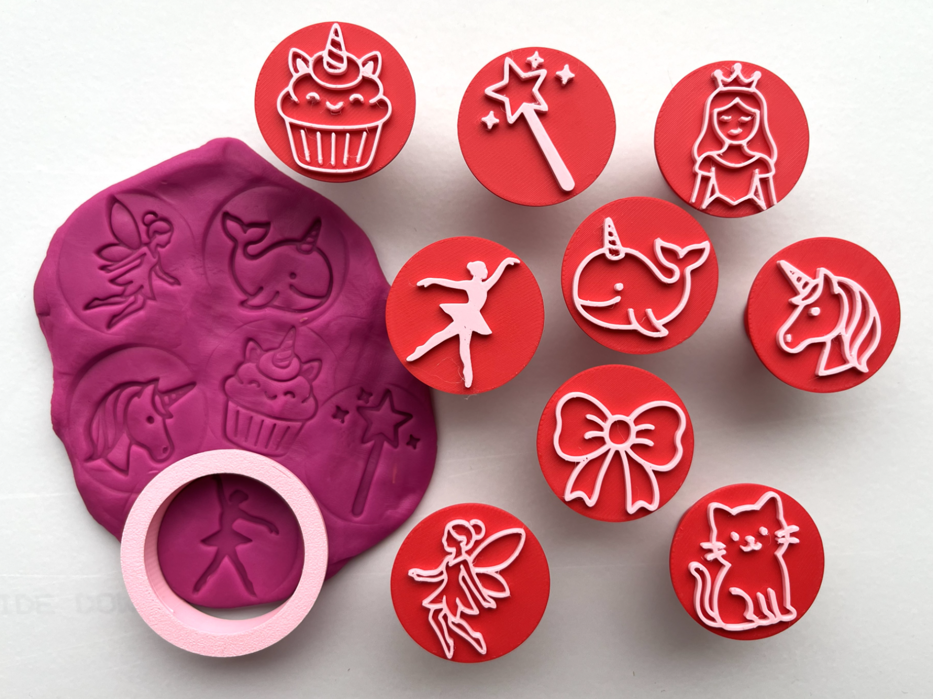 Cute Girly Playdough Stamp Set