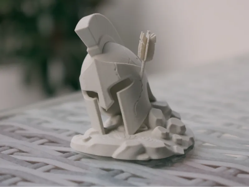Damaged Spartan Helmet Sculpture