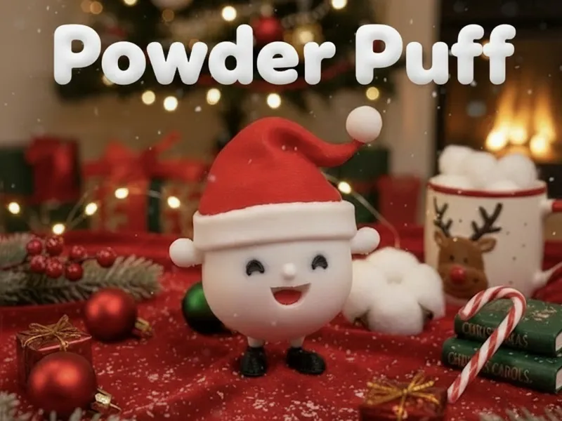 Cute Powder Puff Snowball Man