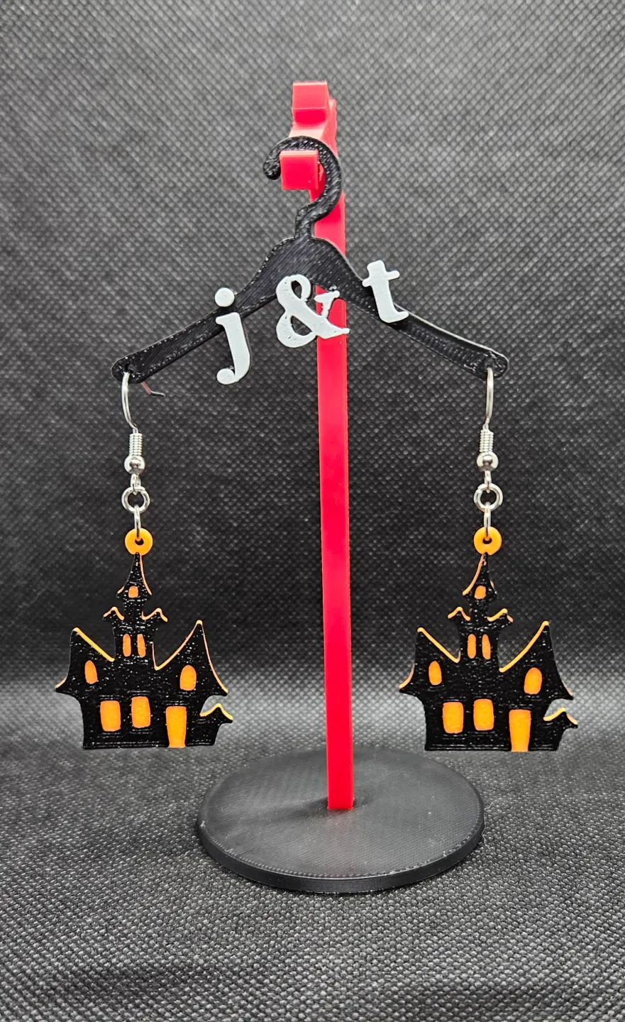 Haunted House earrings view 2