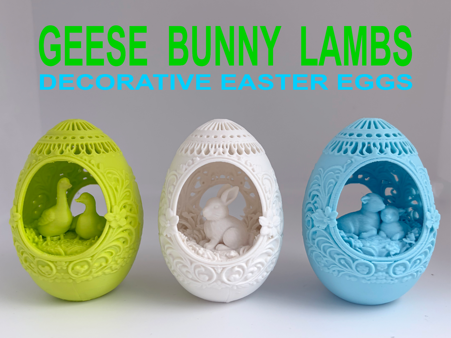Decorative Easter Eggs - Geese, Bunny, Lambs