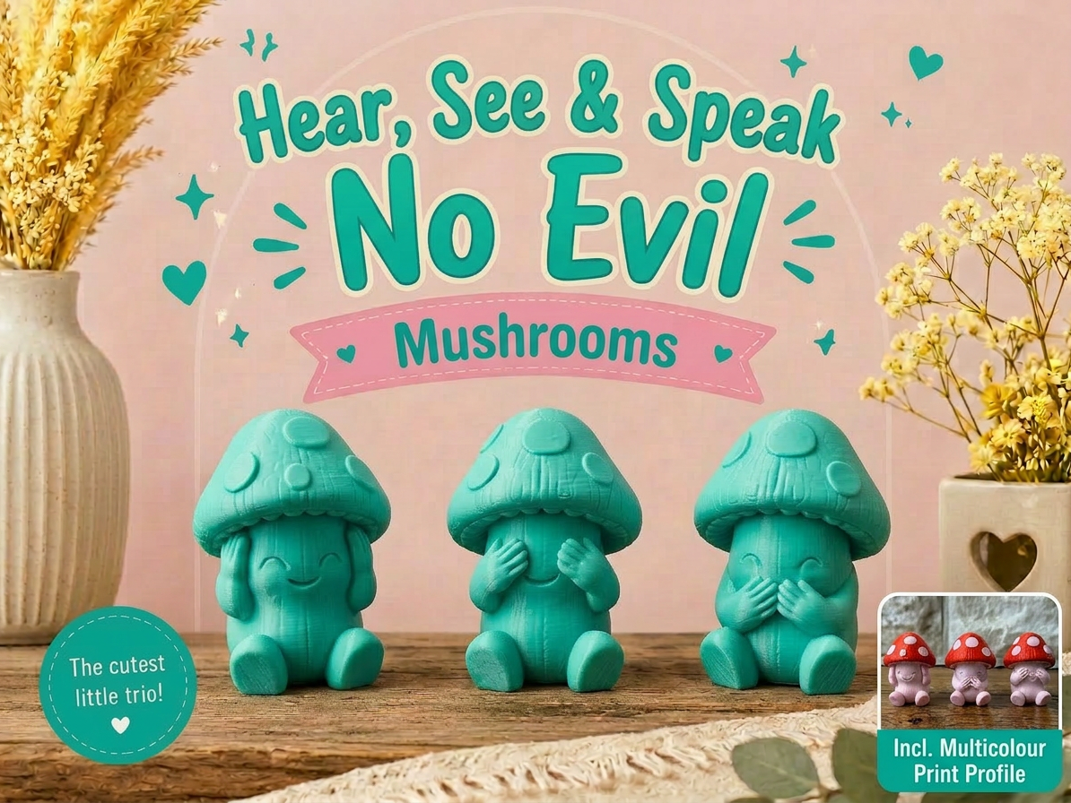 Hear, See & Speak No Evil Mushrooms