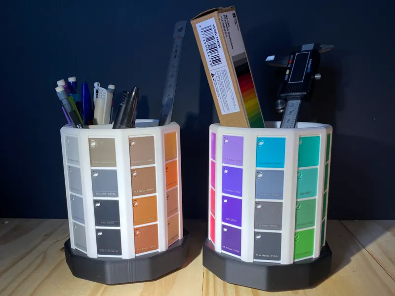 Pot à crayon nuancier filament swatches bambu lab
