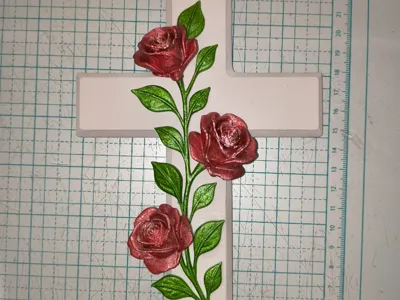 cross with roses