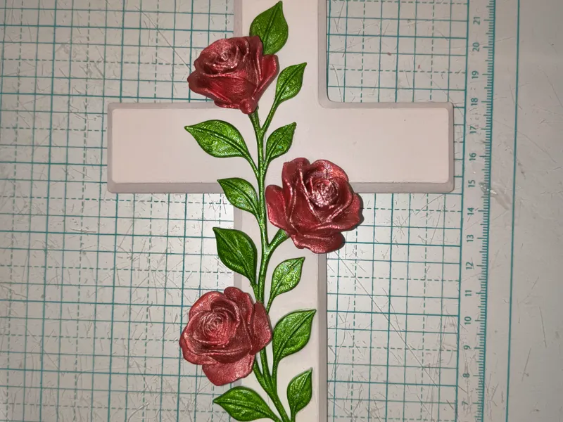 cross with roses