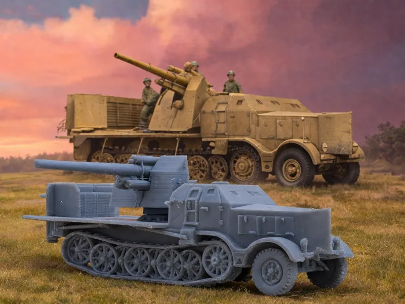 Sdkfz 9 8.8cm Flak 37 半履带自行防空/反坦克炮 - 1/72 Scale