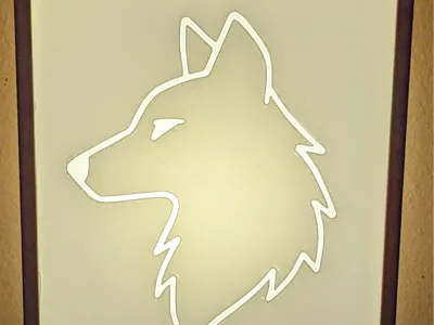 hueforge, lightbox wolfs head silhouette, 1 colour