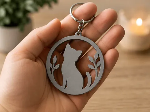 Llavero: Cat Silhouette Keychain – Elegant Nature Design — referencia de MakerWorld