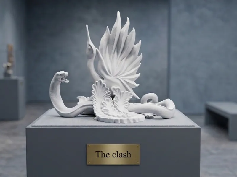 The Clash - Majestic Heron vs. Serpent Sculpture
