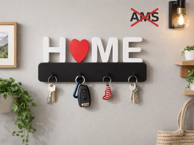 "HOME" Heart Key Holder - Multicolor - No AMS