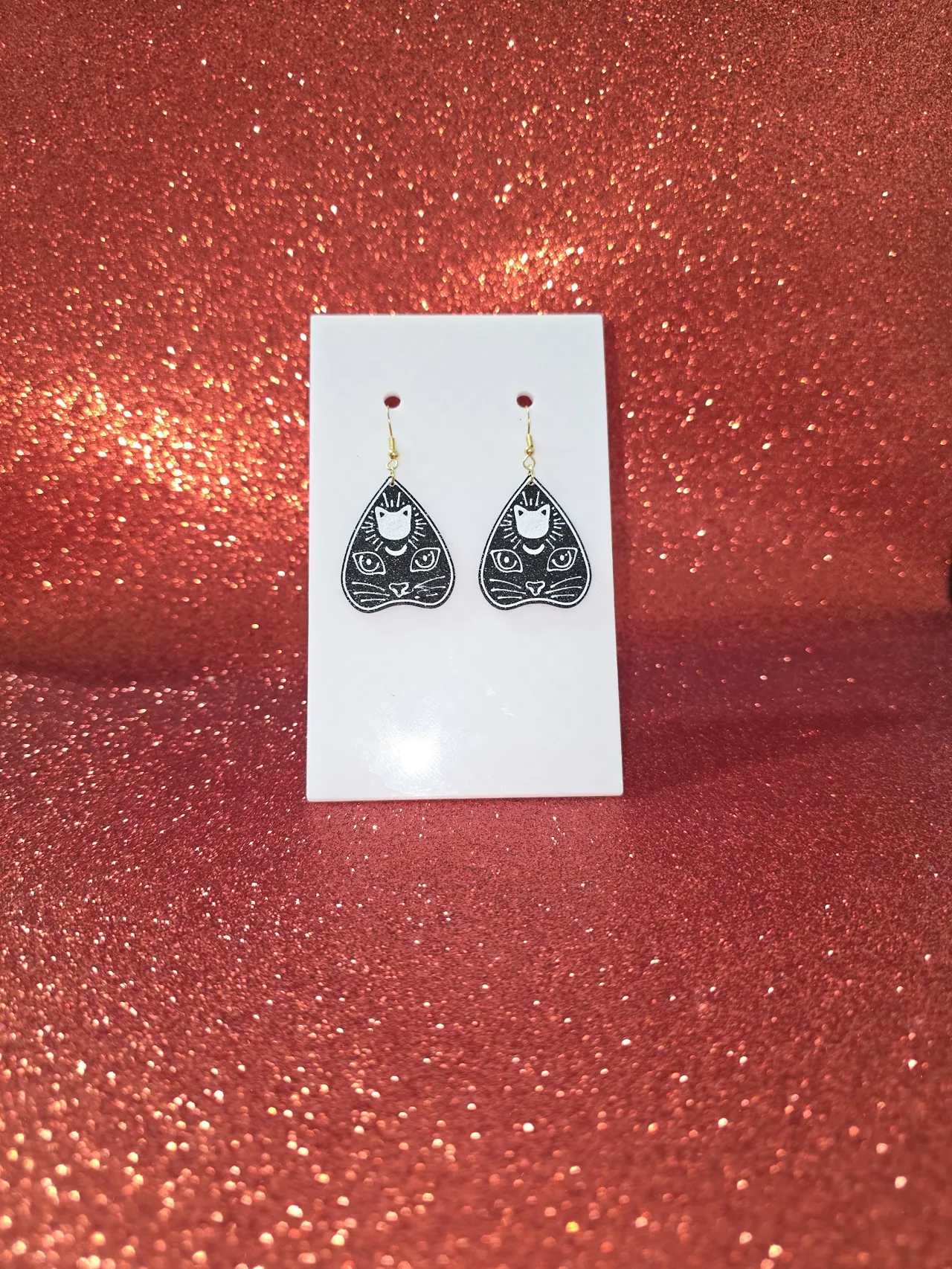 Cat ouija earrings view 2