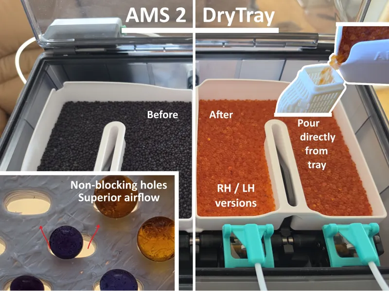 AMS2 DryTray - Non-blocking holes & Pouring gap