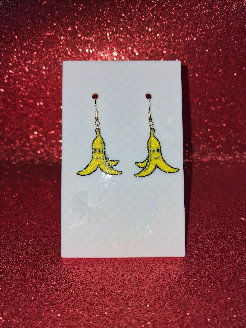Super Mario banana earrings view 2