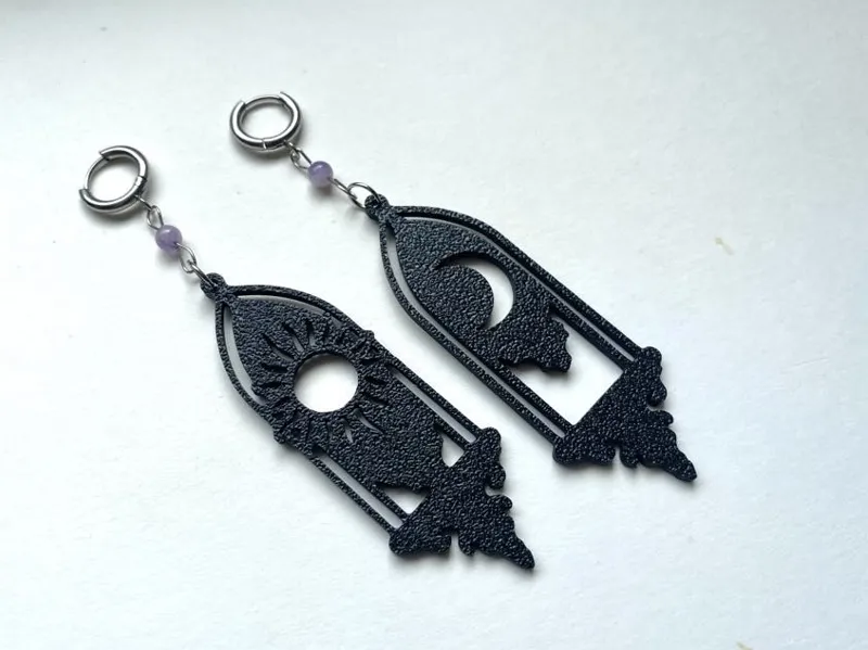 Sun and Moon Gothic Window Earrings 