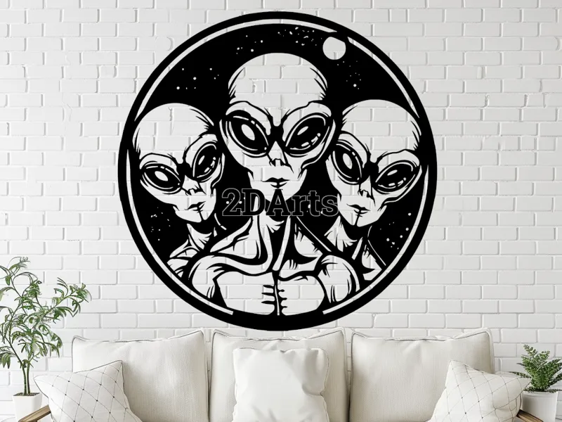 3 Aliens Art – STL for 3D & Laser Cut