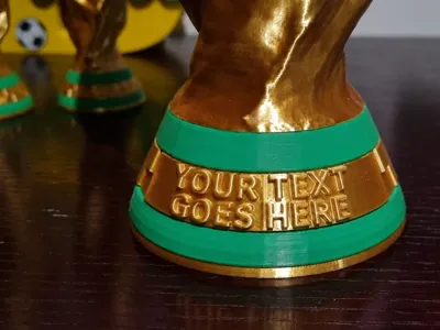 CUSTOMIZABLE TEXT PLAQUE / BASE - WORLD CUP TROPHY