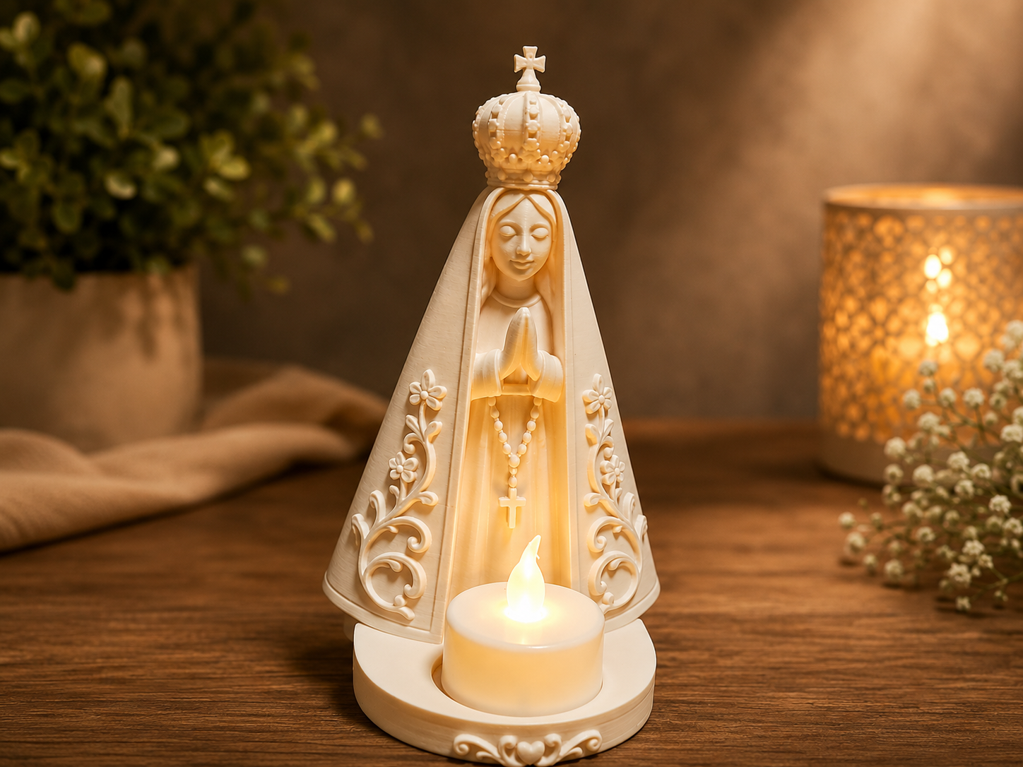 Our Lady of Aparecida Candle Holder – LED Candle - 1