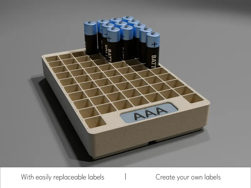 Gridfinity AAA Battery Storage 2x3x3 with Label