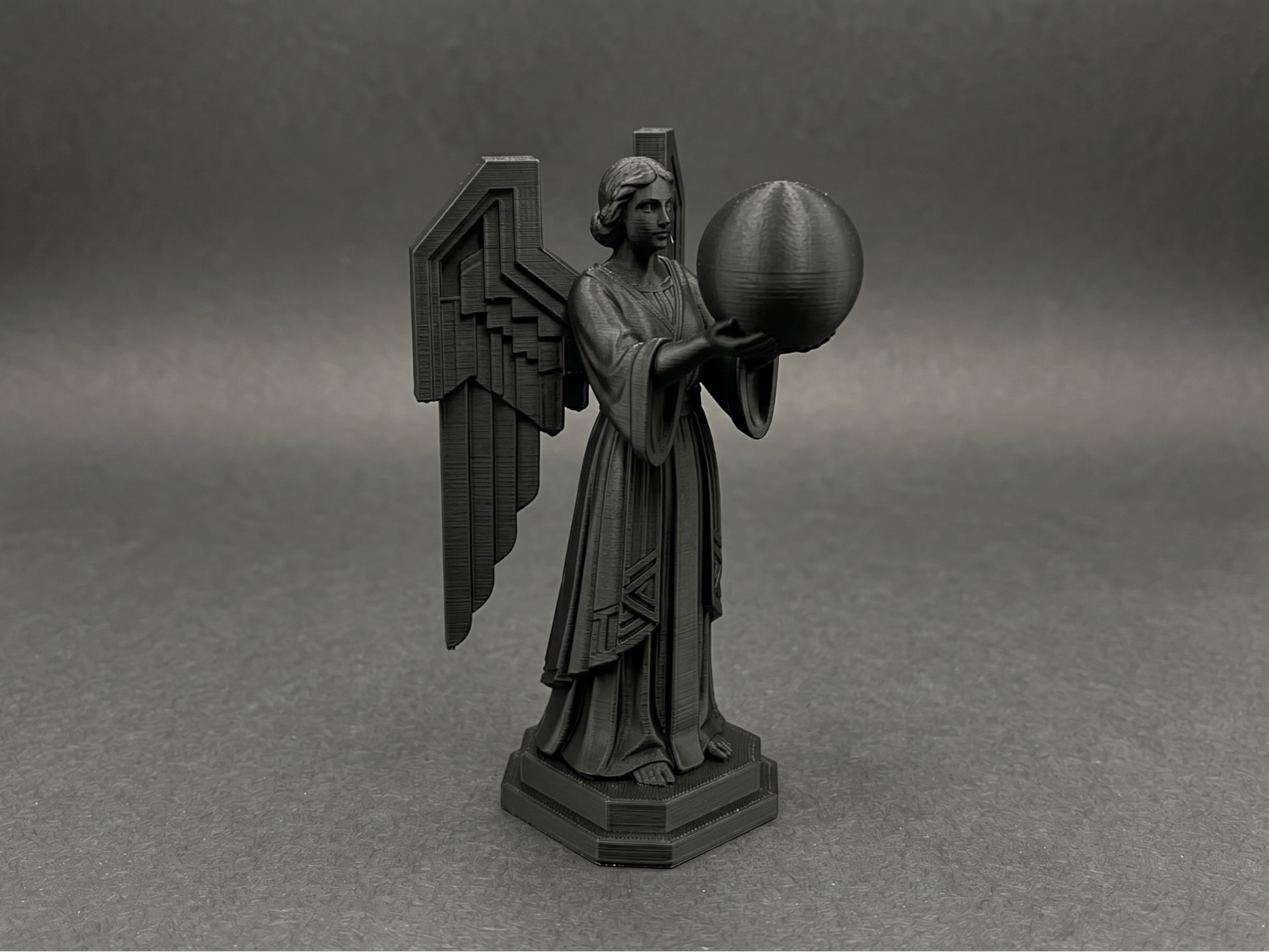 Art Deco Angel Sculpture - Holding Sphere