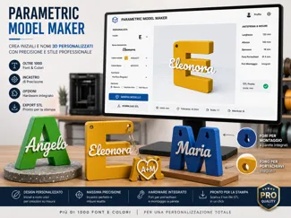 Generatore di Iniziali+Nomi+Cuore Parametrico 3D