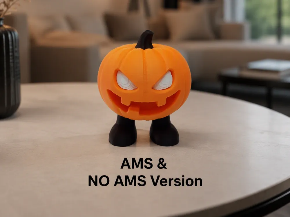 Accesorio para impresora 3D: Halloween-Kürbis "Grinskopf" mit Beinen. Referencia del modelo original.