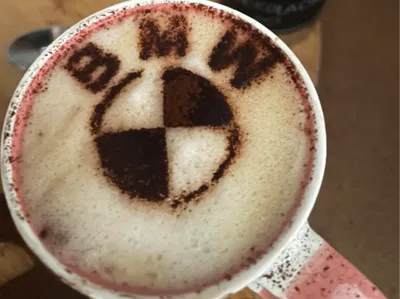 BMW coffee stencil