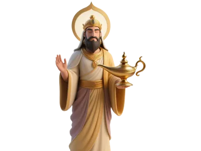The magic lamp with the genie