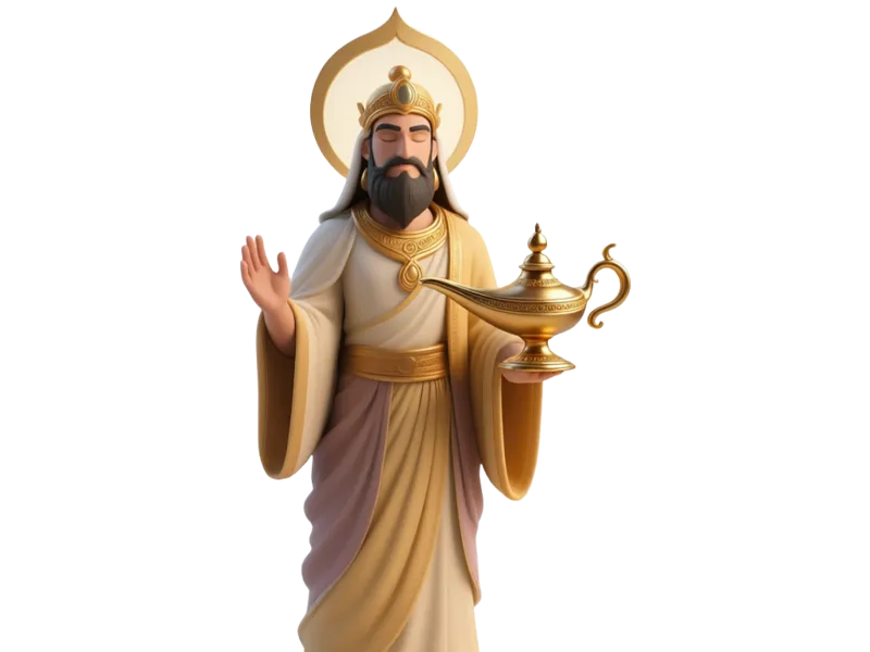 The magic lamp with the genie