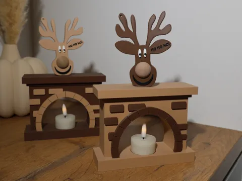 Figura decorativa: Cozy Christmas Fireplace – 1 Tea Light — referencia de MakerWorld