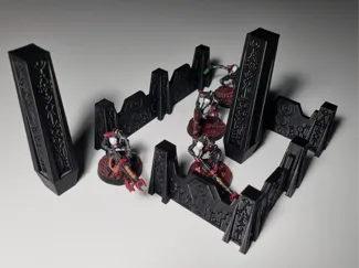 Necron terrain baricades and obelisks
