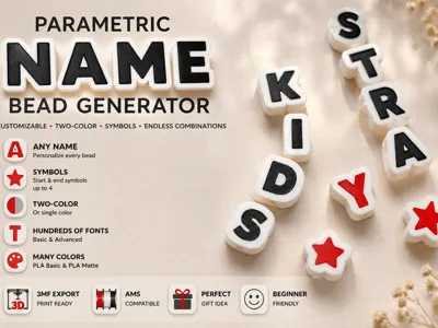 Parametric Personalized Name Bead Generator