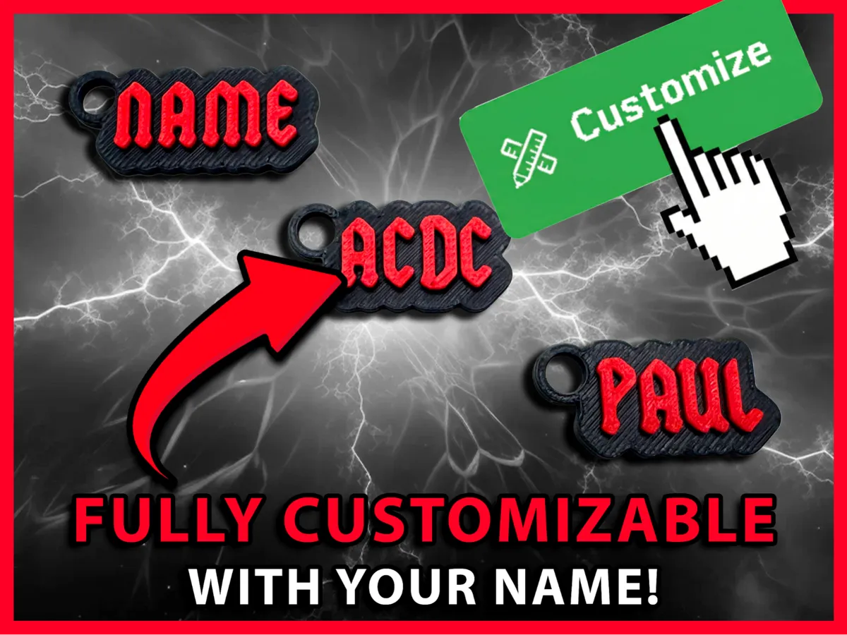 ACDC Rock Font Customizable Keychain Generator - Free 3D Print Model ...